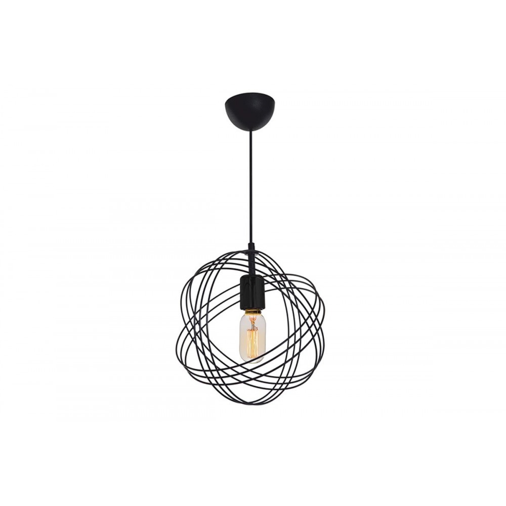 Φωτιστικό οροφής μονόφωτο "IDRIS" από μέταλλο σε χρώμα μαύρο Φ30x75