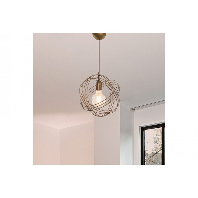 Φωτιστικό οροφής μονόφωτο "IDRIS" από μέταλλο σε χρώμα χρυσό Φ30x75