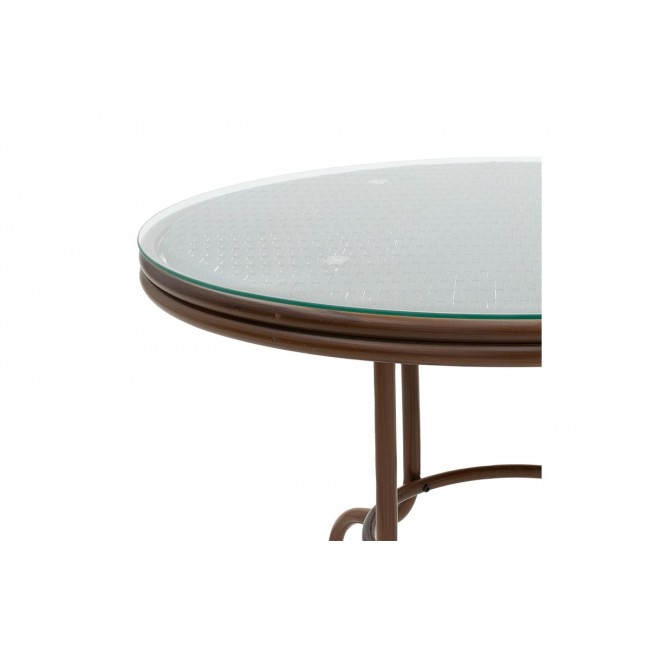 Τραπέζι ''Paula'' από μέταλλο-pe rattan σε χρώμα καφέ Φ60x60