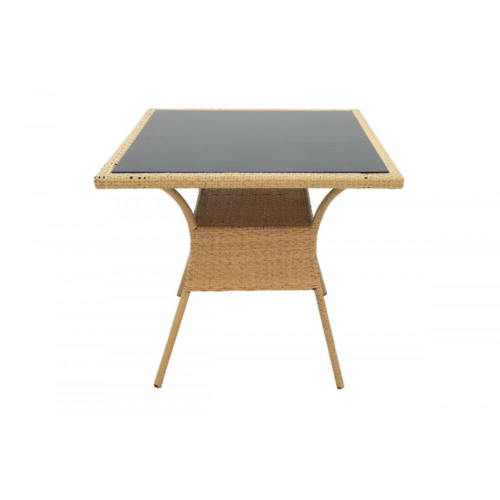 Τραπέζι ''Laura'' από μέταλλο/pe rattan σε χρώμα φυσικό 80x80x75