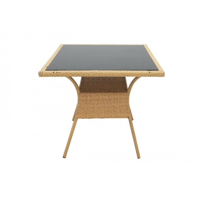 Τραπέζι ''Laura'' από μέταλλο/pe rattan σε χρώμα φυσικό 80x80x75