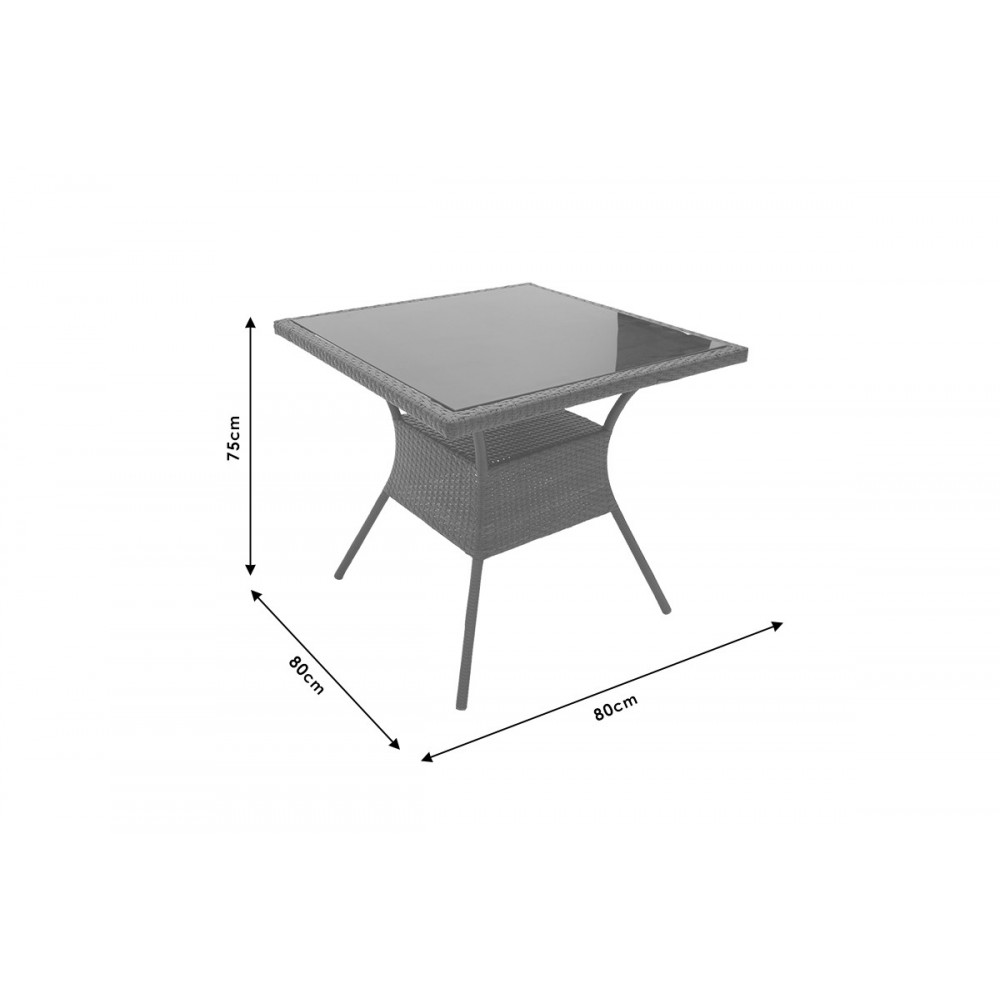Τραπέζι ''Laura'' από μέταλλο/pe rattan σε χρώμα φυσικό 80x80x75