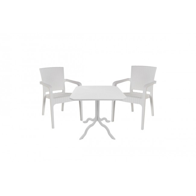 Τραπεζαρία κήπου 3τμχ "GROOVY-HALCYON" από pp σε χρώμα λευκό 80x80x74,5
