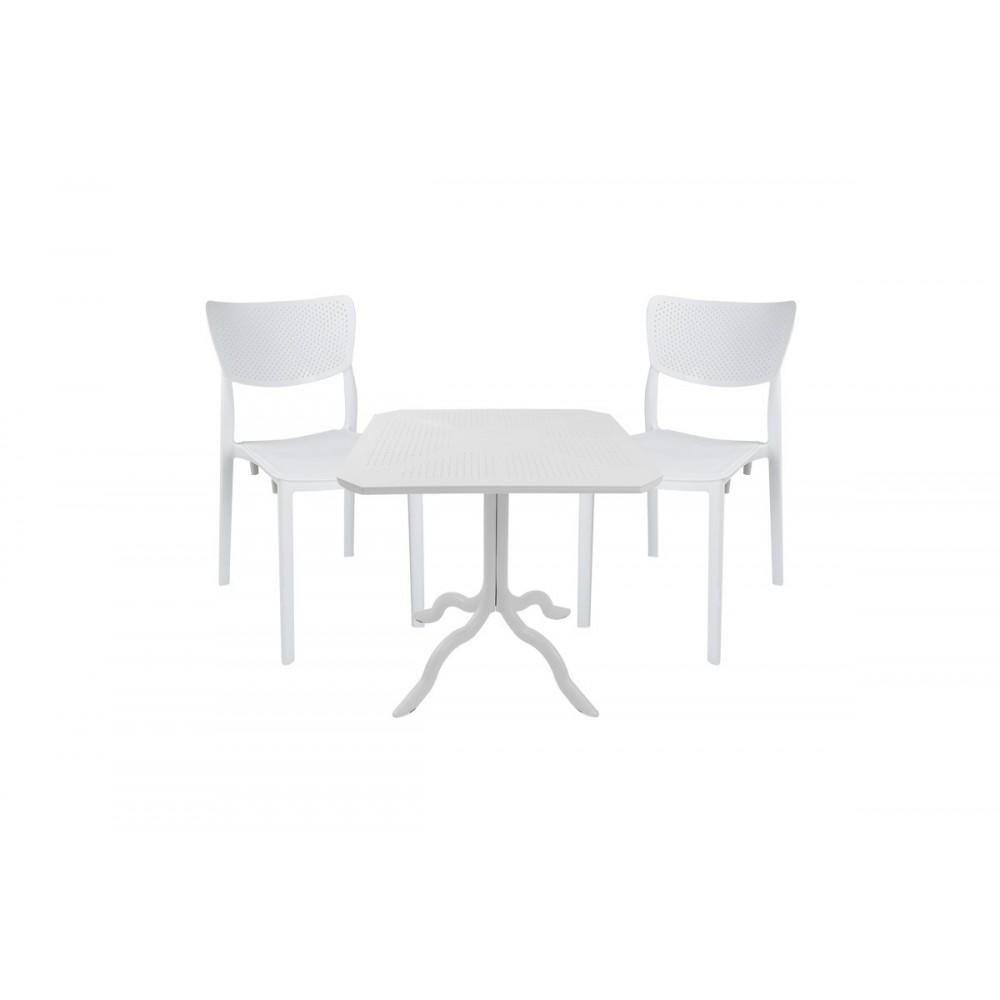 Τραπεζαρία κήπου 3τμχ "GROOVY-IGNITE" από pp σε χρώμα λευκό 80x80x74,5