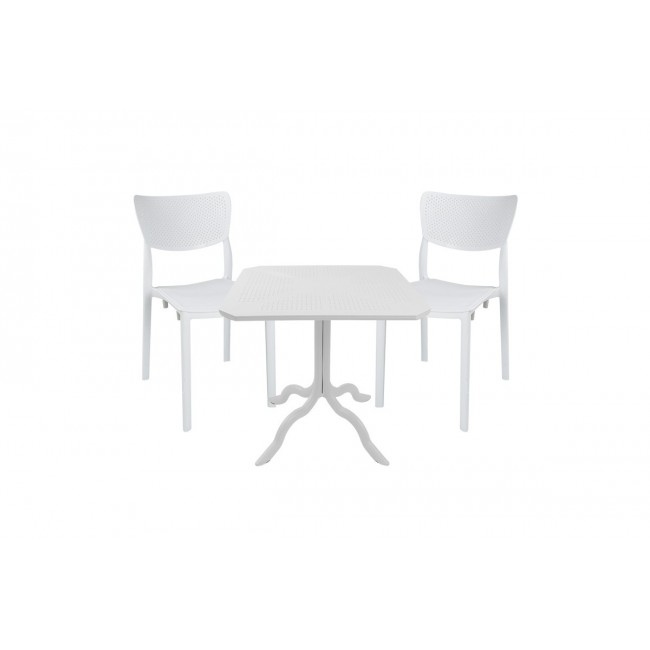 Τραπεζαρία κήπου 3τμχ "GROOVY-IGNITE" από pp σε χρώμα λευκό 80x80x74,5