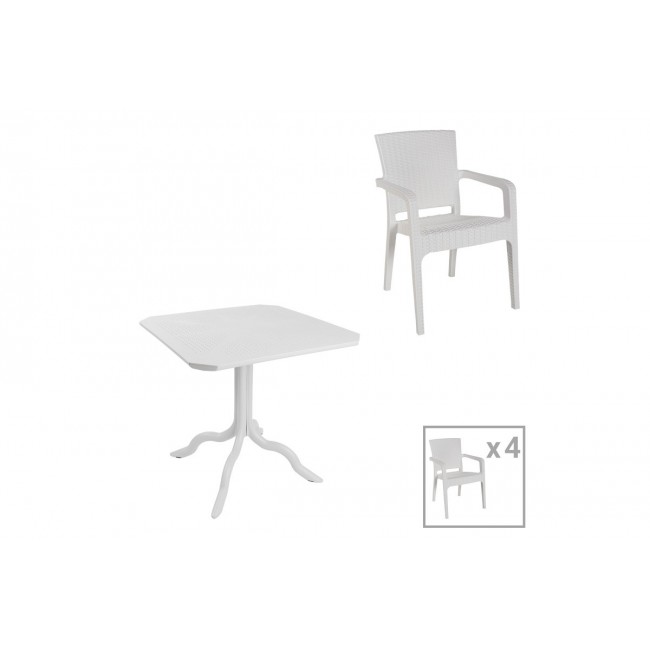 Τραπεζαρία κήπου 5τμχ "GROOVY-HALCYON" από PP σε χρώμα  λευκό 80x80x74,5