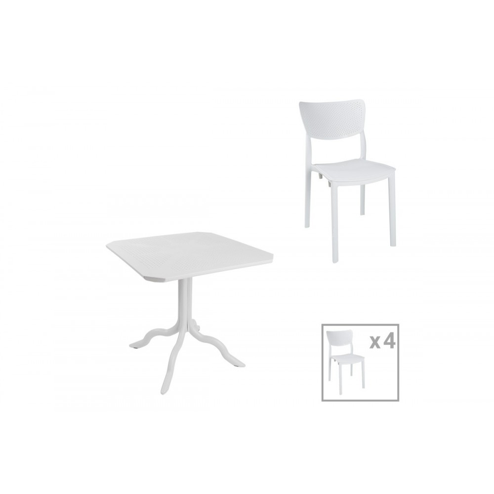 Τραπεζαρία κήπου 5τμχ "GROOVY-IGNITE" από PP σε χρώμα λευκό 80x80x74,5