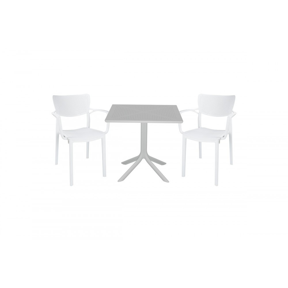 Τραπεζαρία κήπου ''Groovy-Fontline'' σετ 3τεμ από PP σε χρώμα λευκό 80x80x74,5