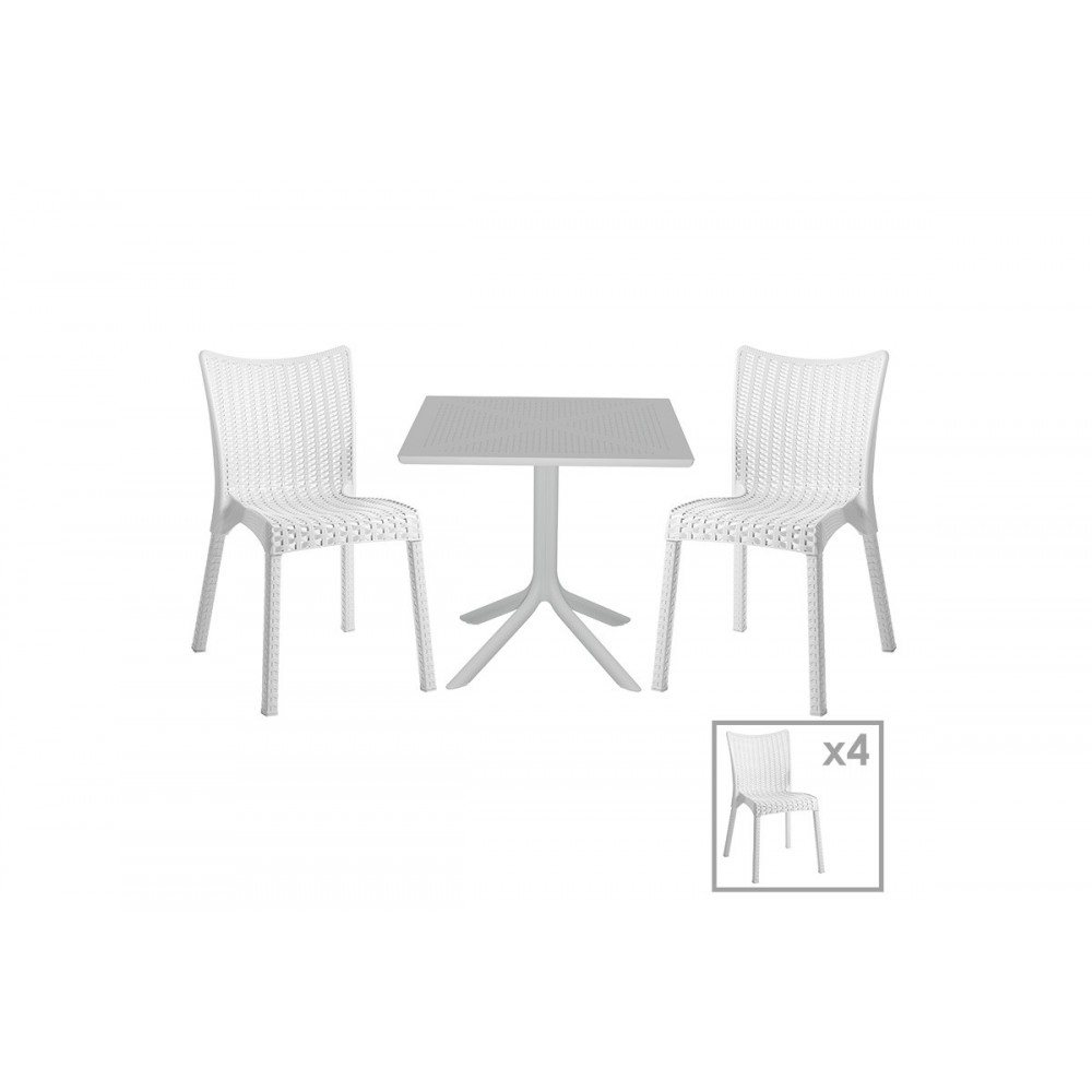 Τραπεζαρία κήπου ''Groovy-Confident'' σετ 5τεμ από PP σε χρώμα λευκό 80x80x74,5