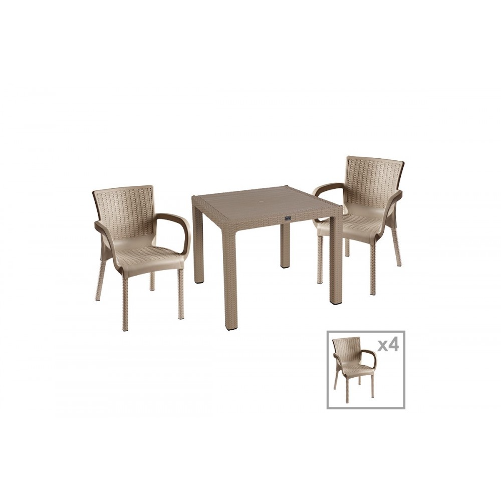 Τραπεζαρία κήπου ''Explore-Festive'' σετ 5τεμ από PP σε χρώμα cappuccino 90x90x73,5