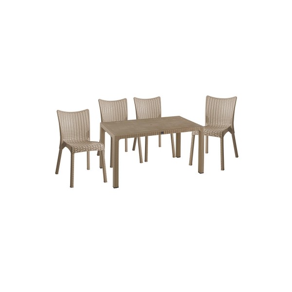 Τραπεζαρία κήπου ''Explore-Confident'' σετ 5τεμ από PP σε χρώμα cappuccino 150x90x73,5