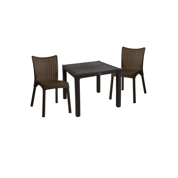 Τραπεζαρία κήπου ''Explore-Confident'' σετ 3τεμ από PP σε χρώμα καφέ 90x90x73,5