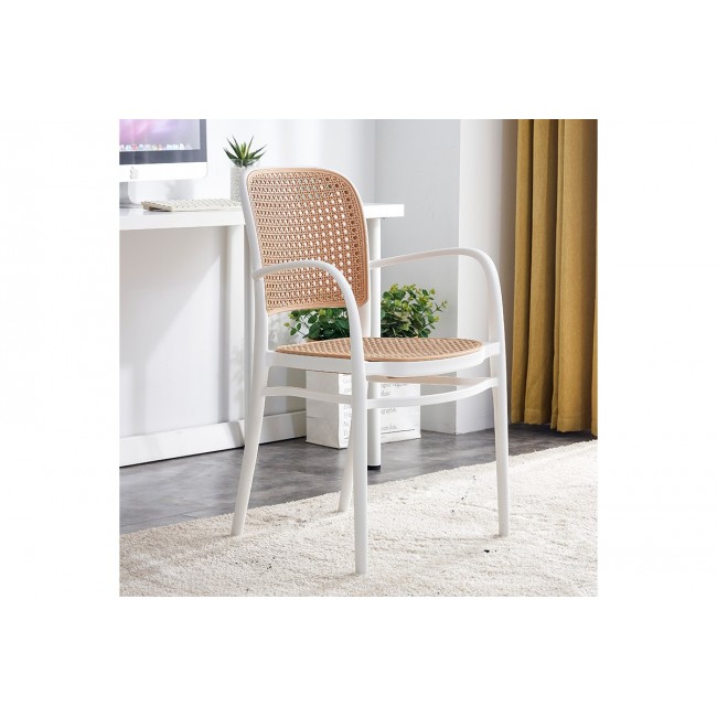 Καρέκλα "JUNIPER" από PP σε χρώμα μπεζ/λευκό 56x52.5x86.5