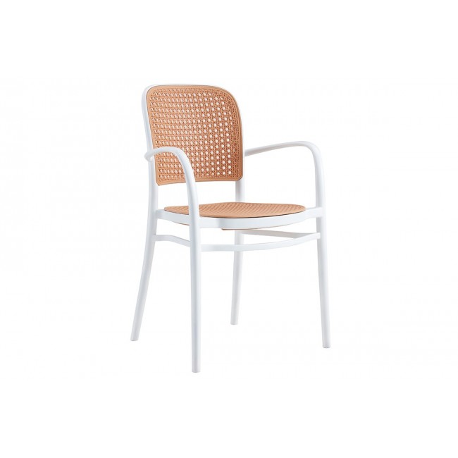 Καρέκλα "JUNIPER" από PP σε χρώμα μπεζ/λευκό 56x52.5x86.5