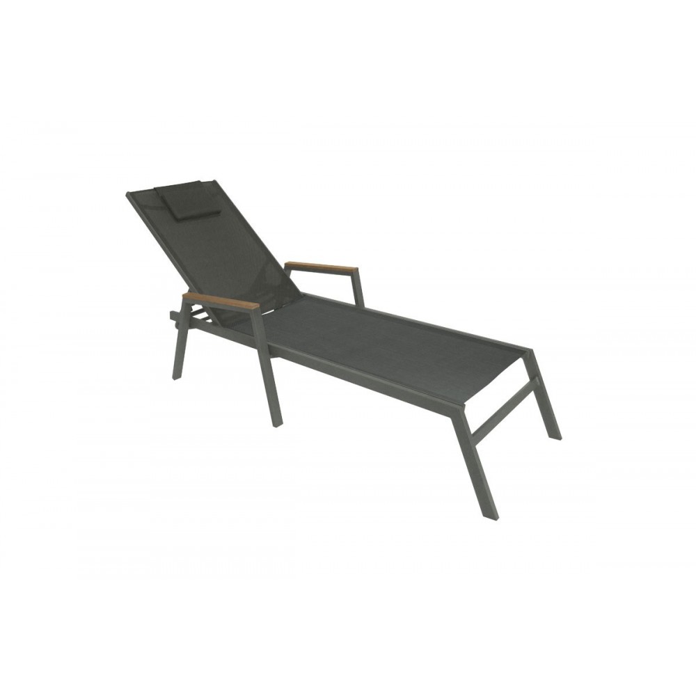 Ξαπλώστρα με μπράτσα ''Koby'' από αλουμίνιο/textilene σε χρώμα ανθρακί