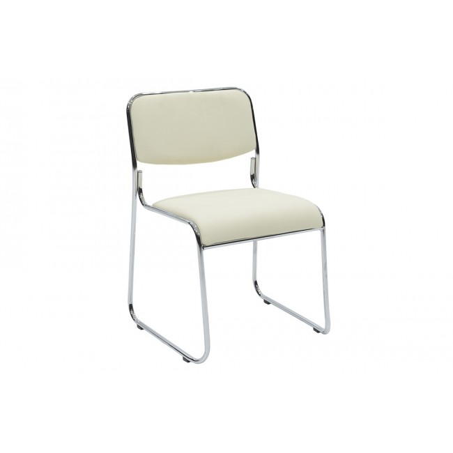 Καρέκλα επισκέπτη ''Asher'' από μέταλλο/ PVC σε χρώμα λευκό