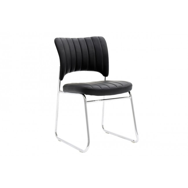 Καρέκλα επισκέπτη ''Amelia'' από μέταλλο/PU σε χρώμα μαύρο-πόδι χρωμίου
