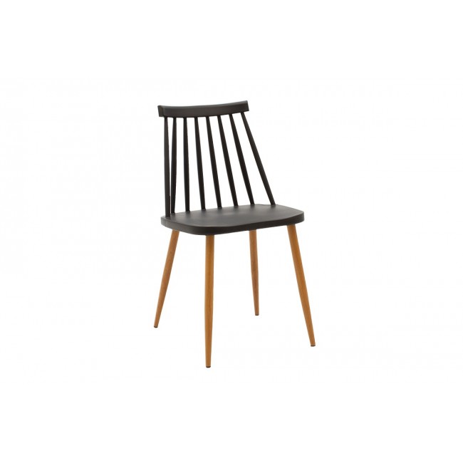 Καρέκλα ''Aurora'' από PP σε χρώμα μαύρο-φυσικό πόδι 43x48x79