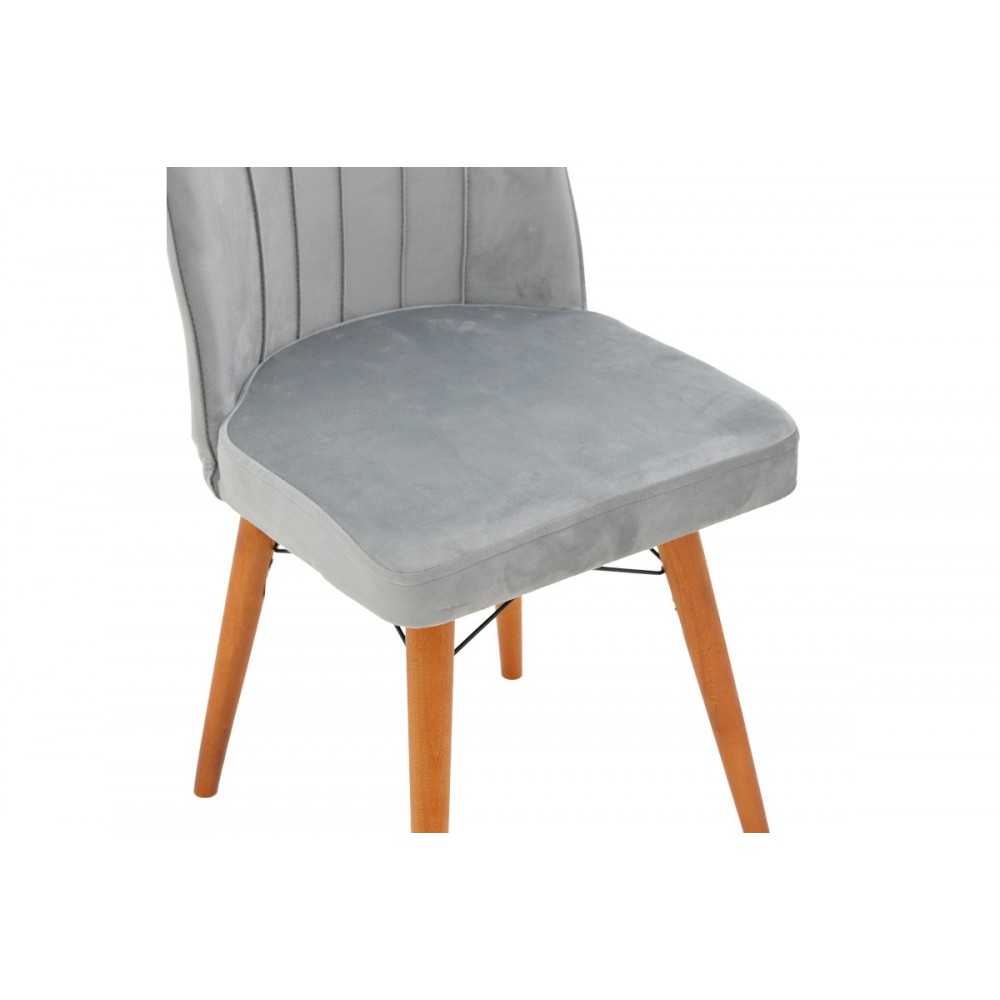 Καρέκλα ''VESPERA I'' από βελούδο σε χρώμα γκρι/καρυδί 45x52x95