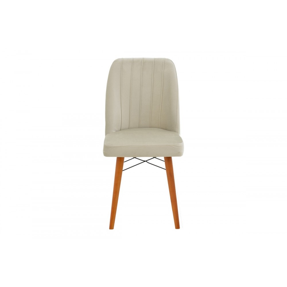 Καρέκλα ''VESPERA I'' από βελούδο σε χρώμα εκρού/καρυδί 45x52x95