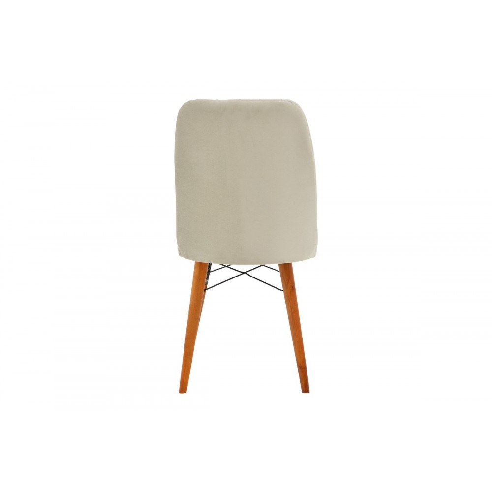 Καρέκλα ''VESPERA I'' από βελούδο σε χρώμα εκρού/καρυδί 45x52x95