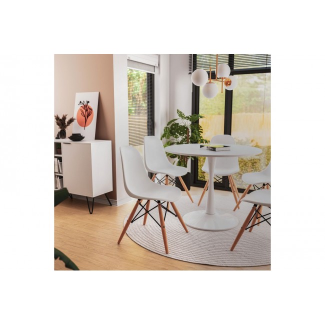 Καρέκλα ''JULITA'' από PP/ξύλο σε χρώμα λευκό/φυσικό πόδι 41x46x83