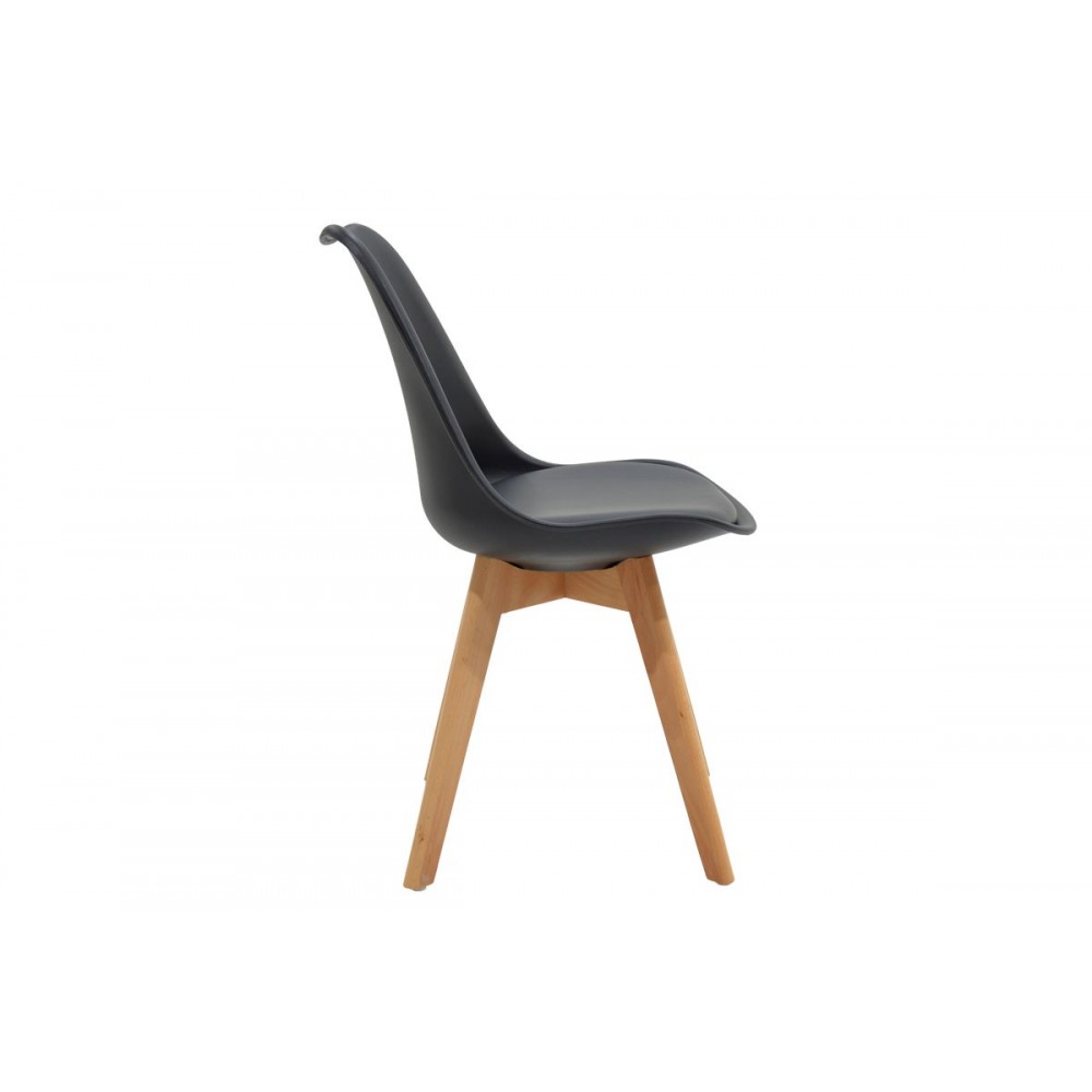 Καρέκλα ''GASTON'' από PP-PU/ξύλο σε χρώμα μαύρο/φυσικό πόδι 53.5x48.5x83