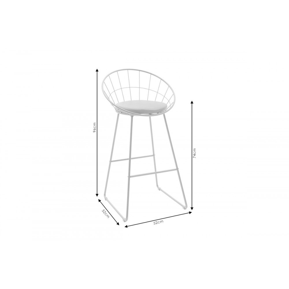 Σκαμπό μπαρ ''SETH'' από μέταλλο σε χρώμα λευκό 52x52x99