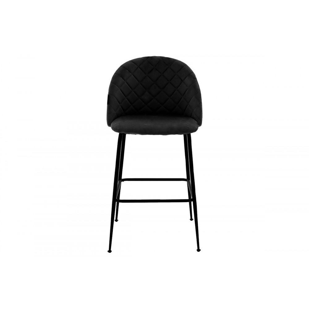 Σκαμπό bar ''KUDOS'' από μέταλλο/βελούδο σε χρώμα μαύρο