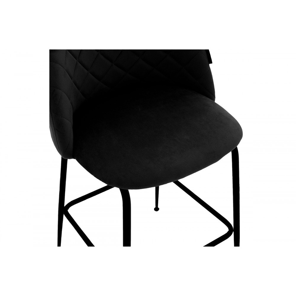 Σκαμπό bar ''KUDOS'' από μέταλλο/βελούδο σε χρώμα μαύρο