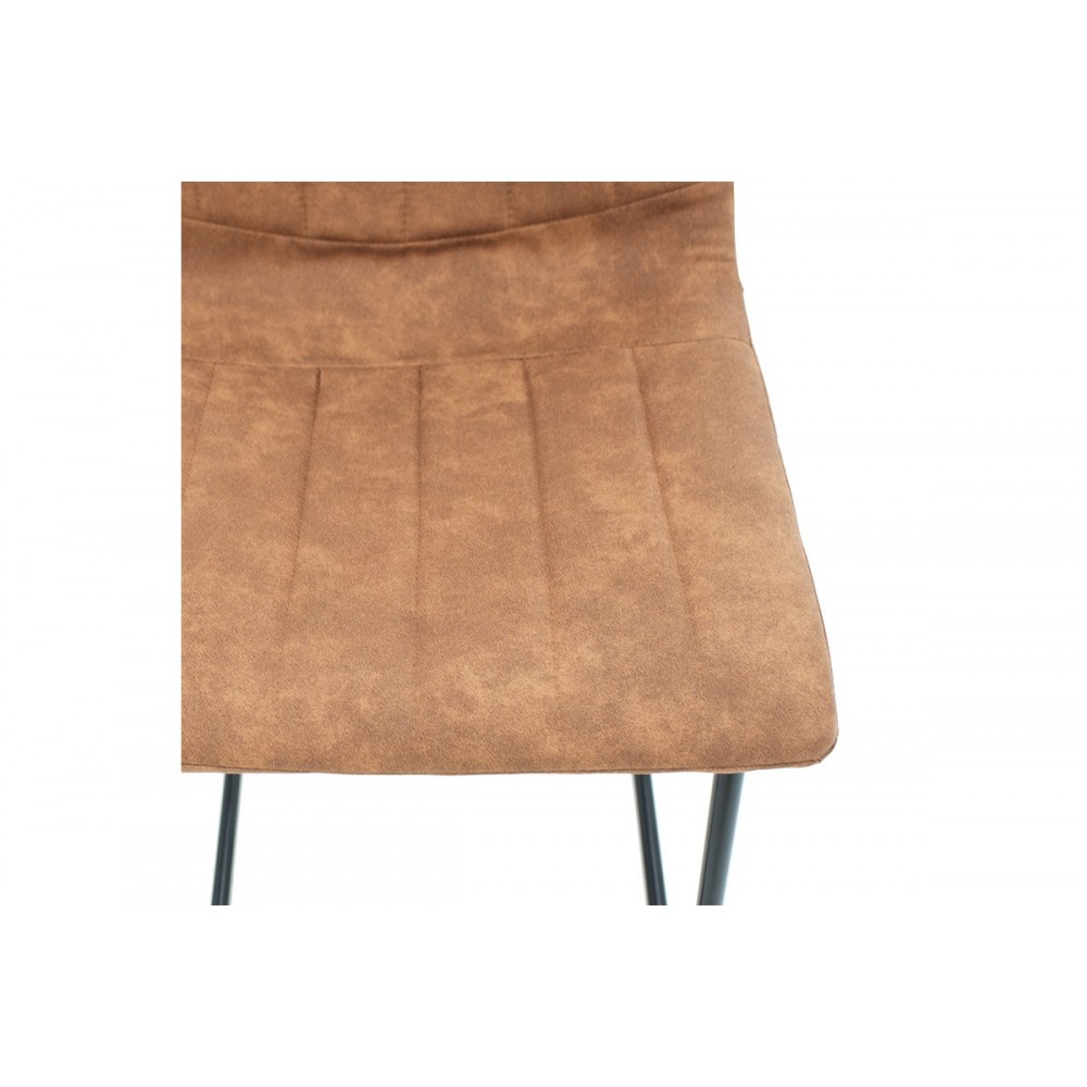 Σκαμπό bar ''DESIRABLE'' από μέταλλο/ύφασμα σε χρώμα μαύρο/καφέ antique