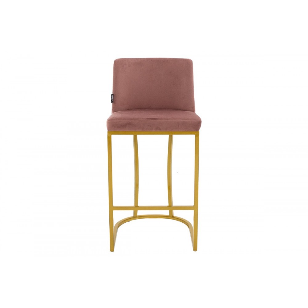 Σκαμπό bar μεσαίου ύψους ''IMPARTIAL I'' από μέταλλο/βελούδο σε χρώμα χρυσό/σάπιο μήλο