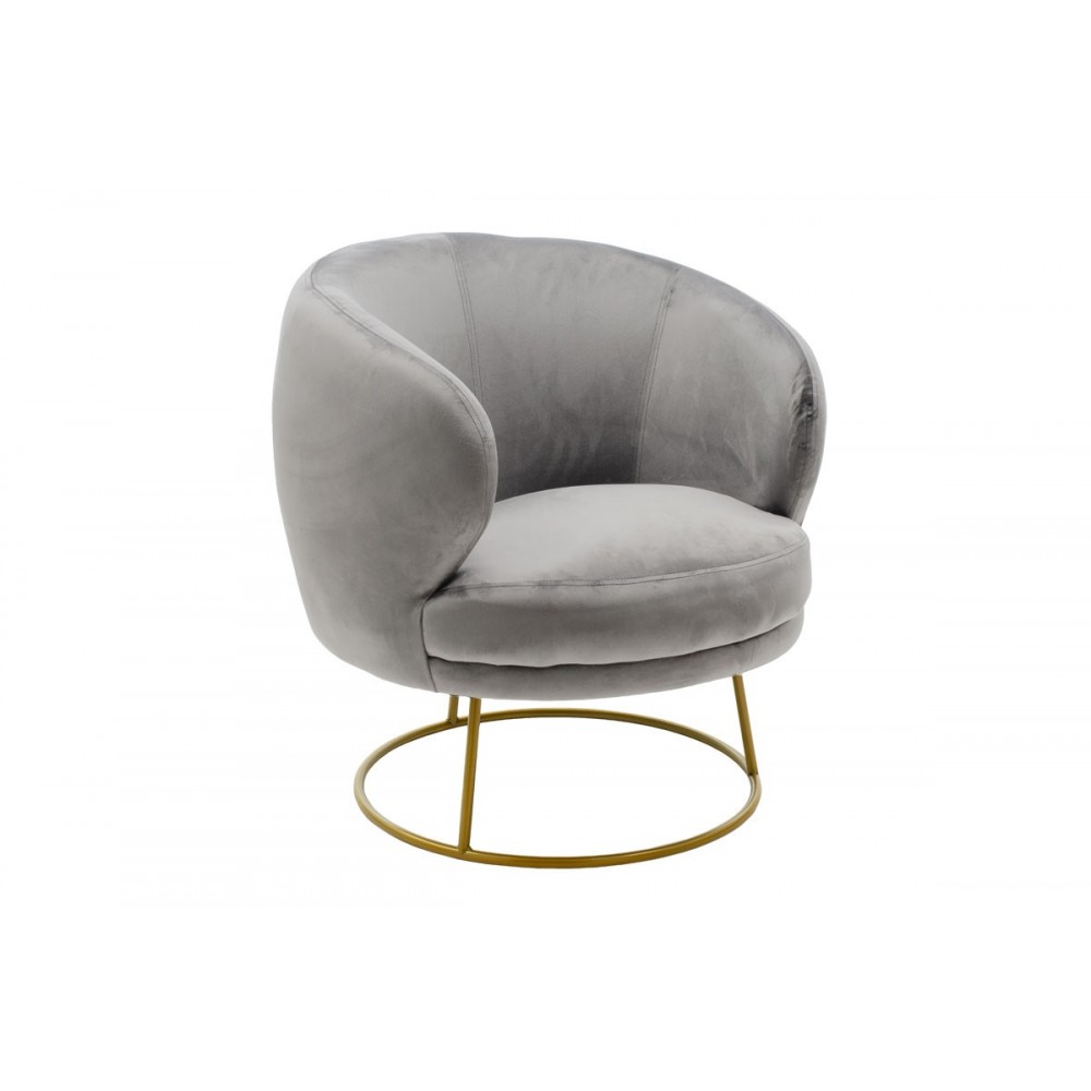 Πολυθρόνα ''RONY'' από βελούδο σε χρώμα γκρι/χρυσό 78x75x82