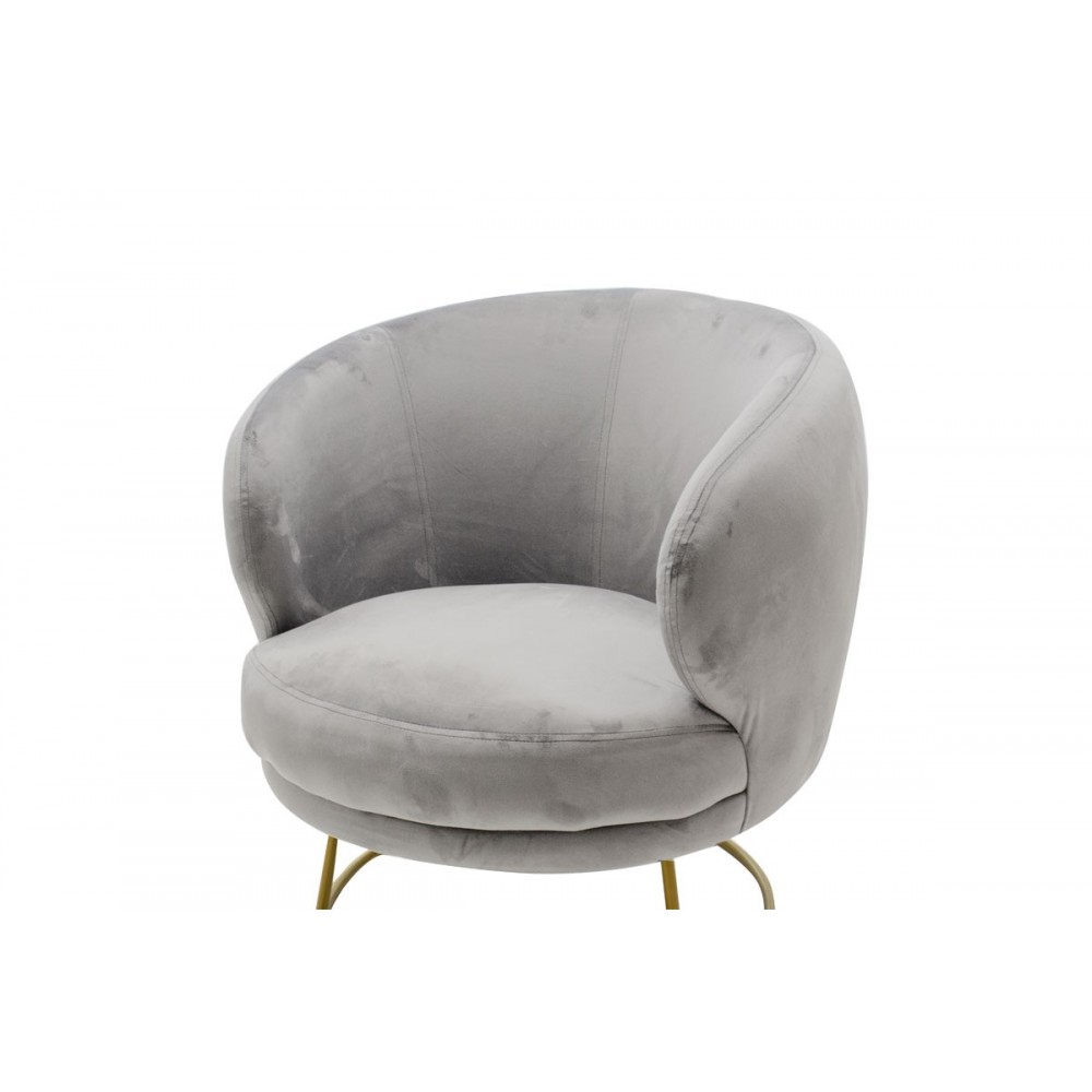 Πολυθρόνα ''RONY'' από βελούδο σε χρώμα γκρι/χρυσό 78x75x82