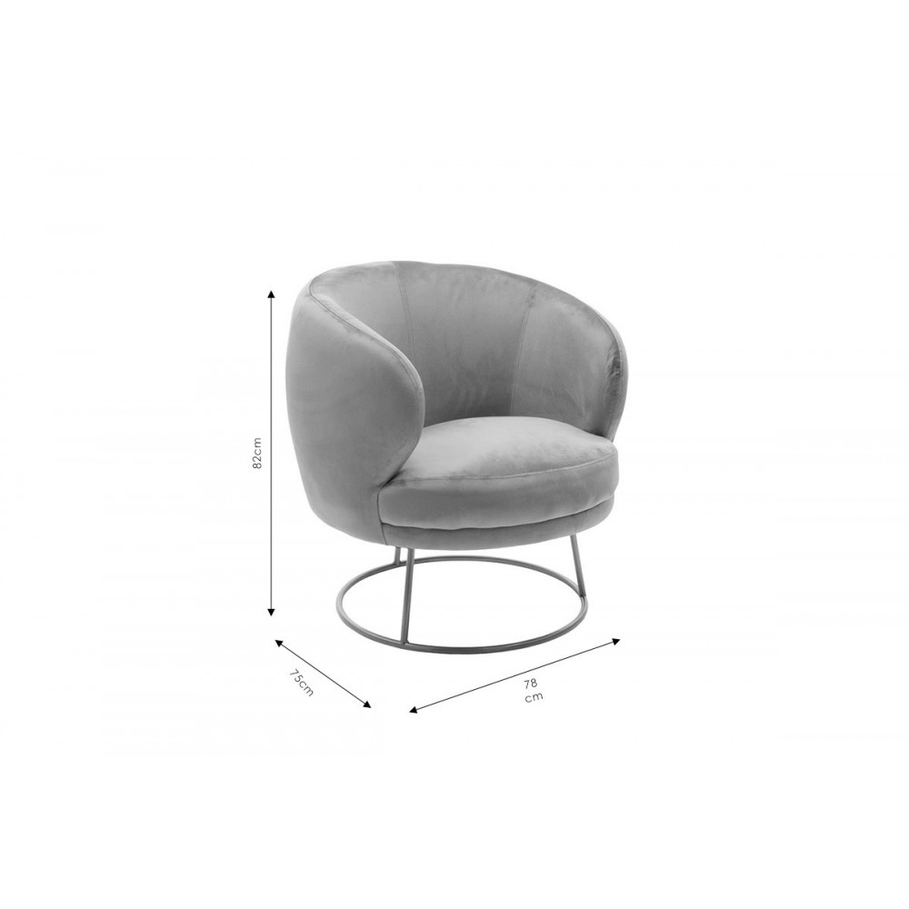 Πολυθρόνα ''RONY'' από βελούδο σε χρώμα γκρι/χρυσό 78x75x82