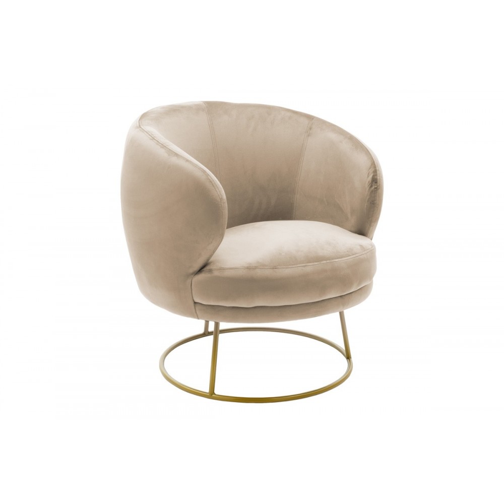 Πολυθρόνα ''RONY'' από βελούδο σε χρώμα μπεζ/χρυσό 78x75x82