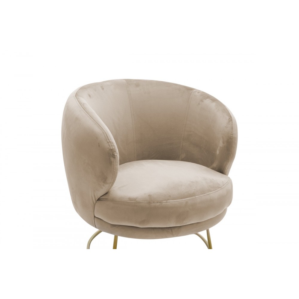 Πολυθρόνα ''RONY'' από βελούδο σε χρώμα μπεζ/χρυσό 78x75x82