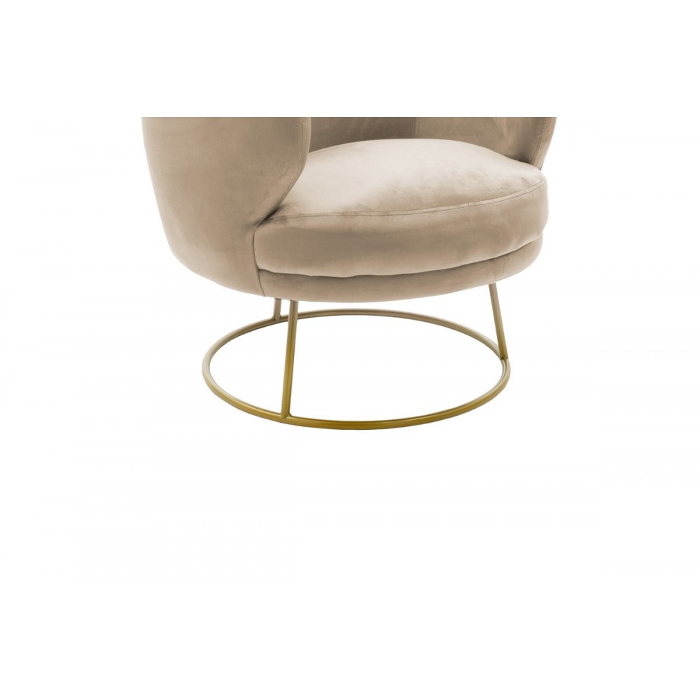 Πολυθρόνα ''RONY'' από βελούδο σε χρώμα μπεζ/χρυσό 78x75x82