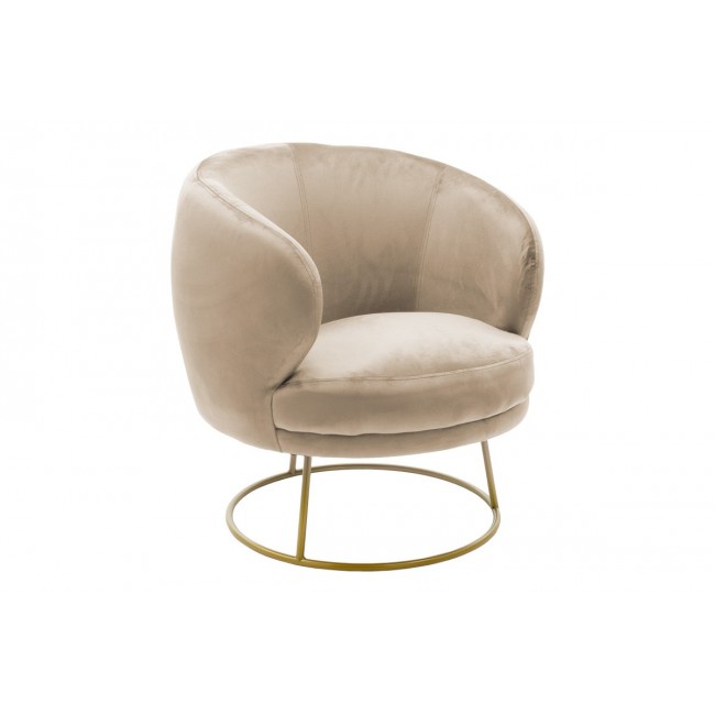 Πολυθρόνα ''RONY'' από βελούδο σε χρώμα μπεζ/χρυσό 78x75x82