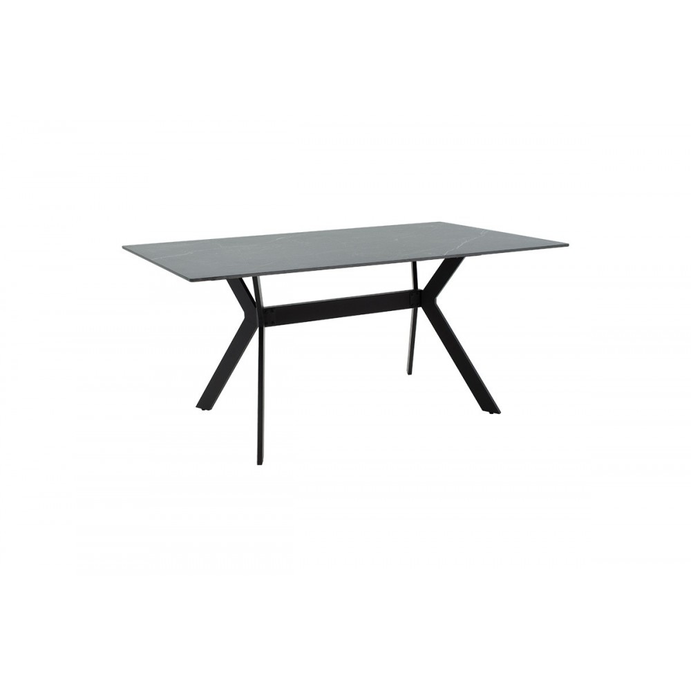 Τραπέζι ''OLIVET'' από sintered stone σε χρώμα μαύρο μαρμάρου/μαύρο 180x90x75
