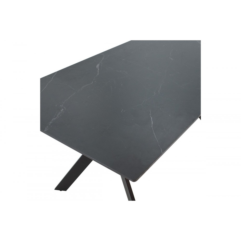 Τραπέζι ''OLIVET'' από sintered stone σε χρώμα μαύρο μαρμάρου/μαύρο 180x90x75