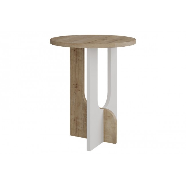 Βοηθητικό τραπέζι ''LUNA'' σε χρώμα φυσικό/λευκό Φ40x47