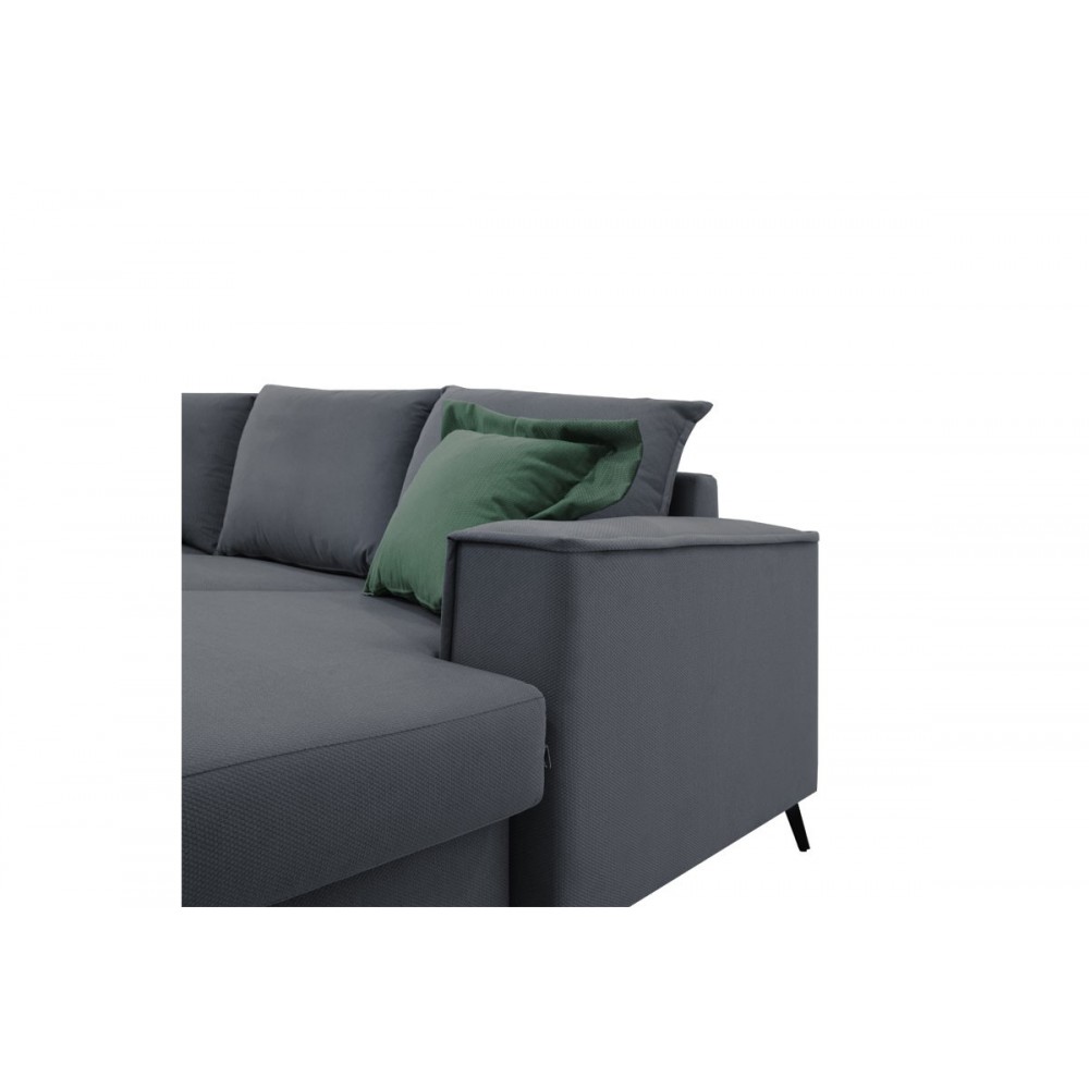 Γωνιακός καναπές ''FABULOUS'' αναστρέψιμος από ύφασμα σε χρώμα ανθρακί/κυπαρισσί 240x165x95