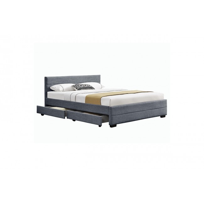 Κρεβάτι διπλό με αποθηκευτικό χώρο ''ANTIGONE'' από ύφασμα σε χρώμα ανθρακί για στρώμα 160x200