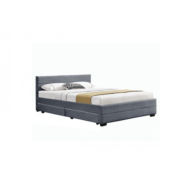 Κρεβάτι διπλό με αποθηκευτικό χώρο ''ANTIGONE'' από ύφασμα σε χρώμα ανθρακί για στρώμα 160x200