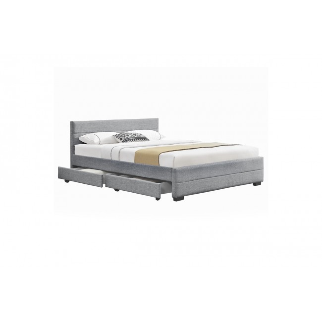 Κρεβάτι διπλό ''ANTIGONE'' με αποθηκευτικό χώρο απο ύφασμα σε χρώμα γκρι για στρώμα 160x200