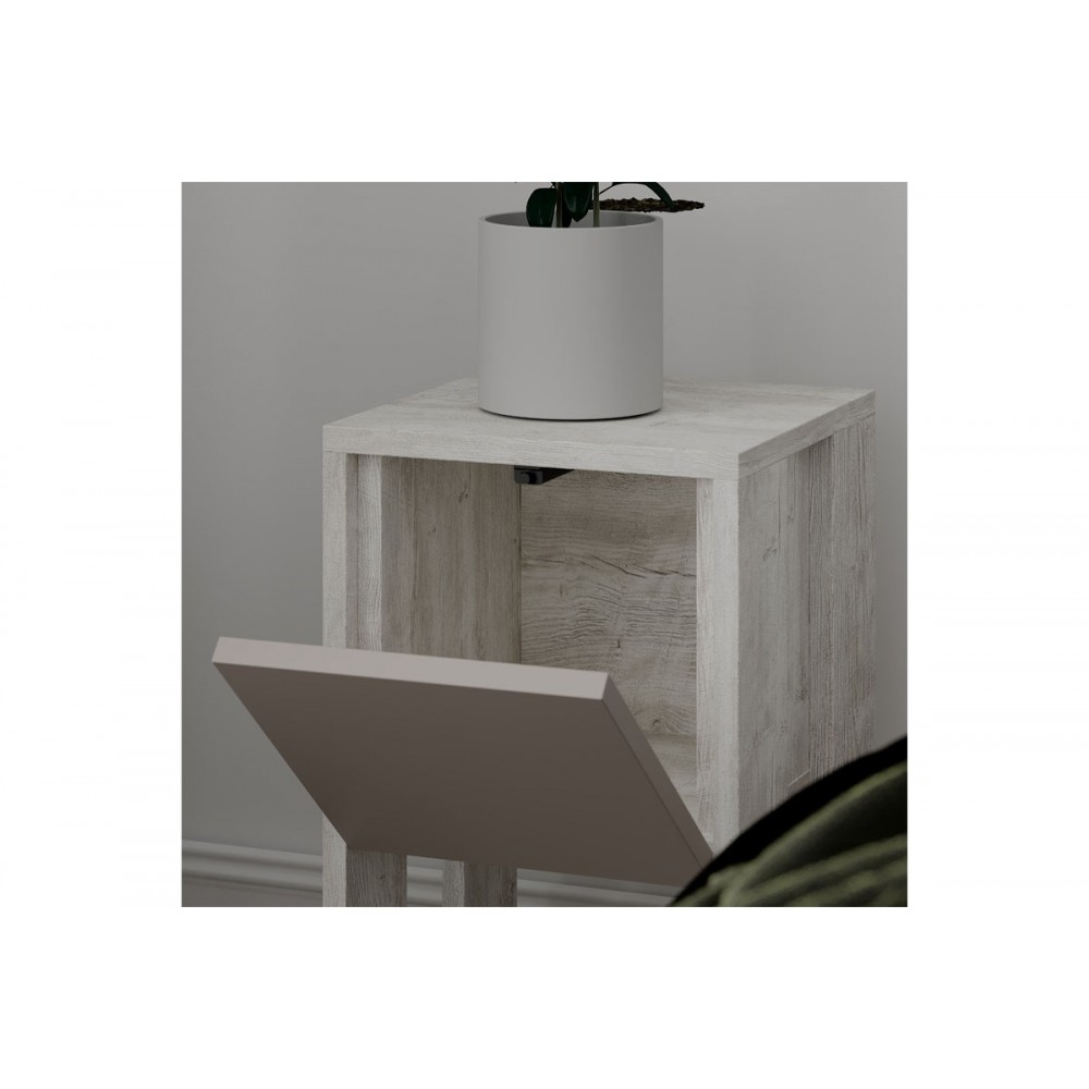 Κομοδίνο ''EMA'' σε χρώμα λευκό/antique-μόκα 30x30x55