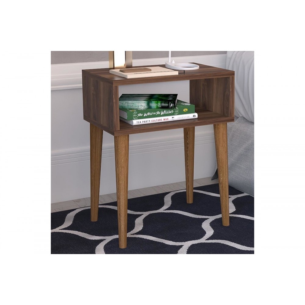 Κομοδίνο "HANK" σε χρώμα καρυδί 45x30x60