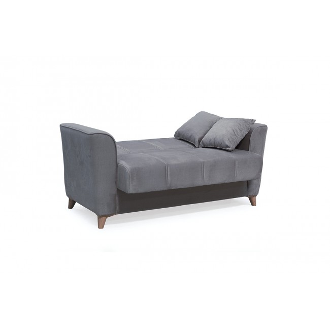 Kαναπές κρεβάτι ''ASMA'' 2θέσιος από βελούδο σε χρώμα γκρι ποντικί 156x76x85
