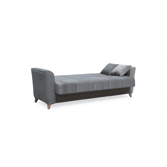 Kαναπές κρεβάτι ''ASMA'' 3θέσιος από ύφασμα βελουτέ σε χρώμα γκρι/ποντικί 217x76x85